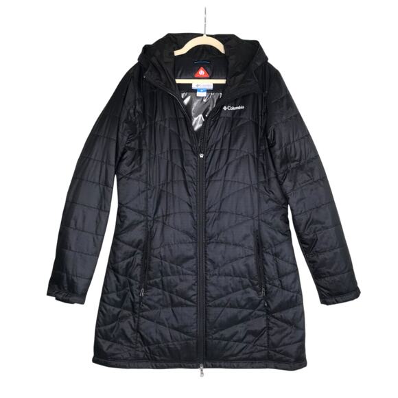 COLUMBIA Mighty Lite Hooded Omni Heat Jacket-Coat Sz XL Black Full Zip Insulated - Picture 5 of 15